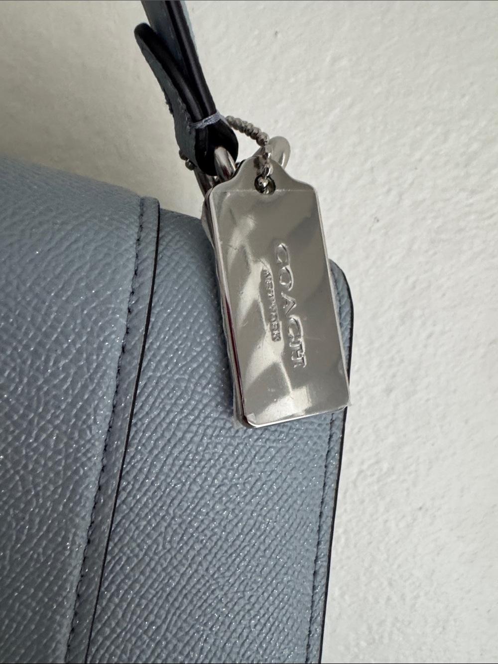Coach Light Blue Gray Pebbled Leather Mini Top-Handle Crossbody - Picture 3 of 9